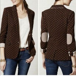 Anthropologie Cartonnier Brown Polkadot Blazer M